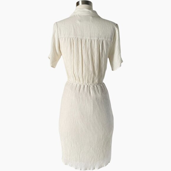 Brochu Walker Goyad Mini Dress Cream Textured Tie Front XS - Picture 6 of 10